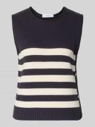 comma Stricktop mit Rollsaum in Marine, Größe 34