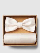 Prince Bowtie Fliege und Einstecktuch im Set aus reiner Seide in Weiss...