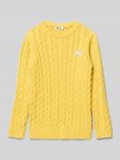 Steiff Strickpullover mit gerippten Abschlüssen in Senf, Größe 104