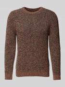 RAGMAN Strickpullover mit gerippten Abschlüssen in Rostrot, Größe XXL