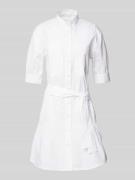 Liu Jo White Hemdblusenkleid mit Stehkragen und Bindegürtel in Weiss, ...