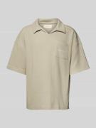 ANOTHER COTTON LAB Oversized Poloshirt mit V-Ausschnitt in Offwhite, G...