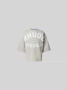 RHUDE Oversized T-Shirt mit Label-Print in Hellgrau Melange, Größe S