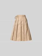 BAUM & PFERDGARTEN Midirock mit gelegten Falten in Beige, Größe 38