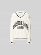 MM6 Maison Margiela Oversized Pullover mit V-Ausschnitt in Offwhite, G...
