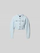 ROTATE Cropped Jeansjacke mit Knopfleiste in Hellblau, Größe 40