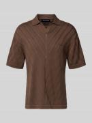 Pegador Strick-Poloshirt mit Label-Stitching Modell 'Canva' in Dunkelb...