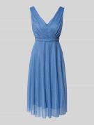 TROYDEN COLLECTION Kleid mit Glitzer-Mesh in Bleu, Größe 36