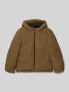Garcia Regular Fit Winterjacke in Stepp-Optik mit Logo-Patch in Camel,...