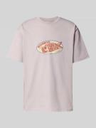 WOODBIRD T-Shirt mit Label-Print Modell 'Baine' in Flieder, Größe L