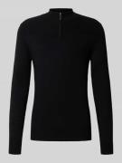 Antony Morato Slim Fit Strickpullover mit Troyer-Kragen in Black, Größ...