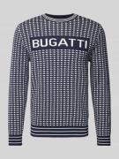 bugatti Strickpullover mit Label-Print in Oliv, Größe XXXL