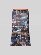 Diesel Knielanger Rock mit elastischem Bund in Black, Größe L