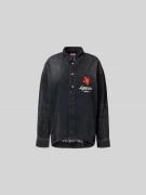 Kenzo Jeansbluse mit Knopfleiste in Dunkelgrau, Größe L