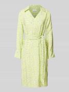 MORE Knielanges Kleid mit Bindegürtel in Neon Gelb, Größe 38