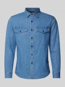 Replay Freizeithemd mit Kentkragen in Jeansblau, Größe XXL