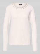 monari Longsleeve mit geripptem Rundhalsausschnitt in Ecru, Größe 34