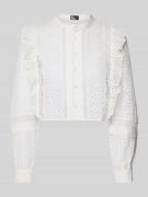 THE KOOPLES Cropped Hemdbluse mit Lochstickerei in Weiss, Größe 34