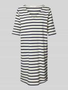 Lanius Knielanges T-Shirt-Kleid mit V-Ausschnitt in Offwhite, Größe 34