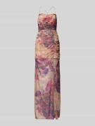 ADLYSH Abendkleid mit Raffungen und floralem Muster in Sand, Größe 34