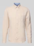Fynch-Hatton Regular Fit Leinenhemd mit Button-Down-Kragen in Sand, Gr...