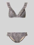 Shiwi Bikini-Set im Allover-Look mit Rüschen in Beige, Größe 34