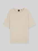 BOSS Orange Regular Fit T-Shirt aus reinem Leinen in Sand, Größe M