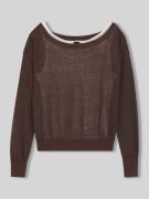 BOSS Relaxed Fit Pullover aus durchscheinendem Material in Schoko, Grö...