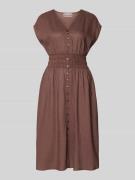 Christian Berg Woman Selection Knielanges Kleid aus Leinen-Mix mit Kno...