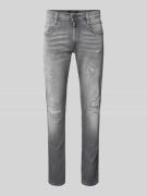 Replay Slim Fit Jeans im Destroyed-Look Modell 'Anbass' in Mittelgrau,...