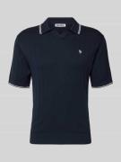 REVIEW Slim Fit Polo-Strickshirt mit Logo-Stickerei in Marine, Größe L