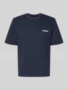 REVIEW T-Shirt mit Logo und Rundhalsausschnitt in Marine, Größe L