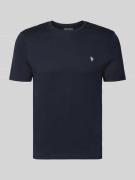REVIEW Basic Slim Fit T-Shirt mit Flock-Logo auf der Brust in Marine, ...