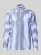 Jake*s Slim Fit Business-Hemd aus Leinen-Mix mit Kentkragen in Royal, ...