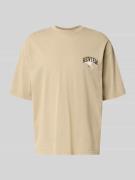 REVIEW T-Shirt mit Logo- und Motiv-Print in Taupe, Größe L