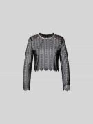 Self-Portrait Slim Fit Longsleeve aus floraler Spitze in Black, Größe ...