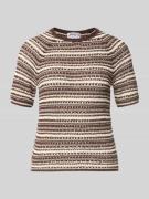 Jake*s Casual Strickshirt im Allover-Look mit Rollsaum in Dunkelbraun,...