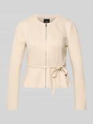 Zero Blazer mit Reißverschluss und Bindegürtel in Beige, Größe 38