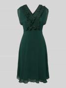 Zero Knielanges Kleid mit Rüschen und V-Ausschnitt in Dunkelgruen, Grö...