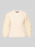 Zero Strickshirt aus Viskose-Mix mit floralen Applikationen in Ecru, G...