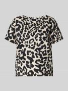 monari T-Shirt mit geripptem Rundhalsausschnitt in Black, Größe 40