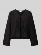 Vila Blusenshirt aus Viskose-Mix mit Schnürung in Black, Größe 34