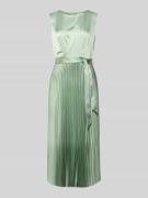 comma Midikleid mit Plisseefalten und Bindegürtel in Mint, Größe 38