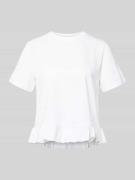 Tom Tailor Denim Relaxed Fit T-Shirt mit Volants in Weiss, Größe L