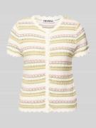 REVIEW Gestreiftes Sticktop mit Muschelrand-Detail aus Jacquard in Wei...