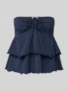 REVIEW Bandeau-Top im Stufen-Look mit Schnürung in Dunkelblau, Größe L