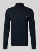 Gant Rollkragenpullover mit Label-Stitching in Marine, Größe M