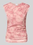 Jake*s Collection T-Shirt mit Raffungen und Rundhalsausschnitt in Fuch...