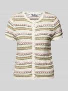 REVIEW Gestreiftes Sticktop mit Muschelrand-Detail aus Jacquard in Wei...