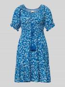 Apricot Minikleid aus Viskose mit Kordelzug und Quasten in Blau, Größe...